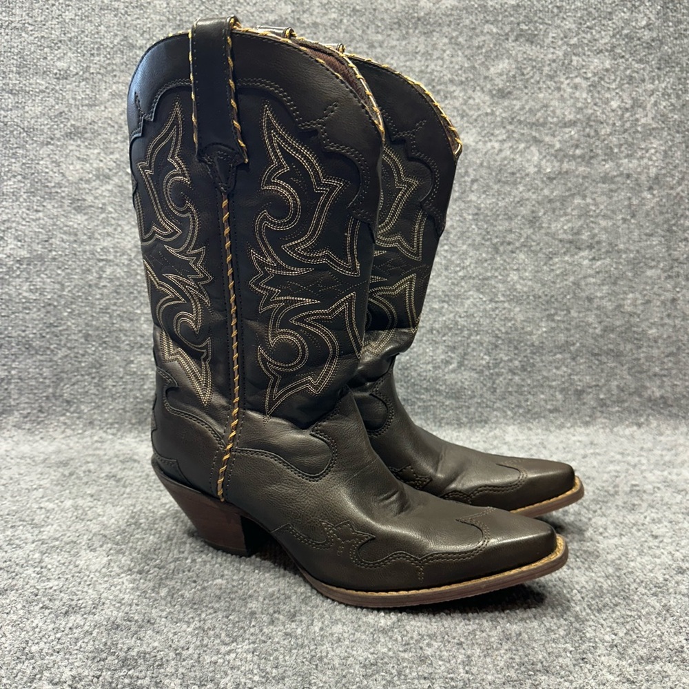 Durango Brown Leather Western Boots with Yellow Stitching PO0130